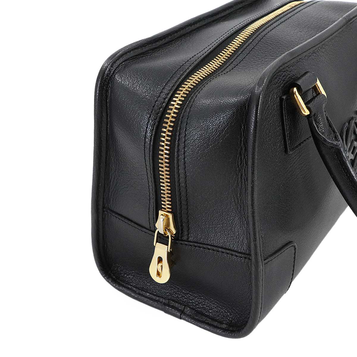 Amazona 28 Hand Bag Leather Black Anagram Purse