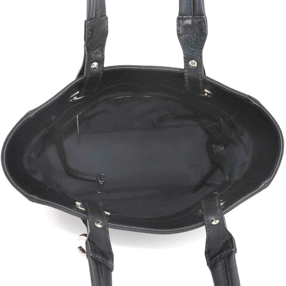 Paris Biarritz PM Tote Bag PVC Nylon Leather Black A34208 Purse