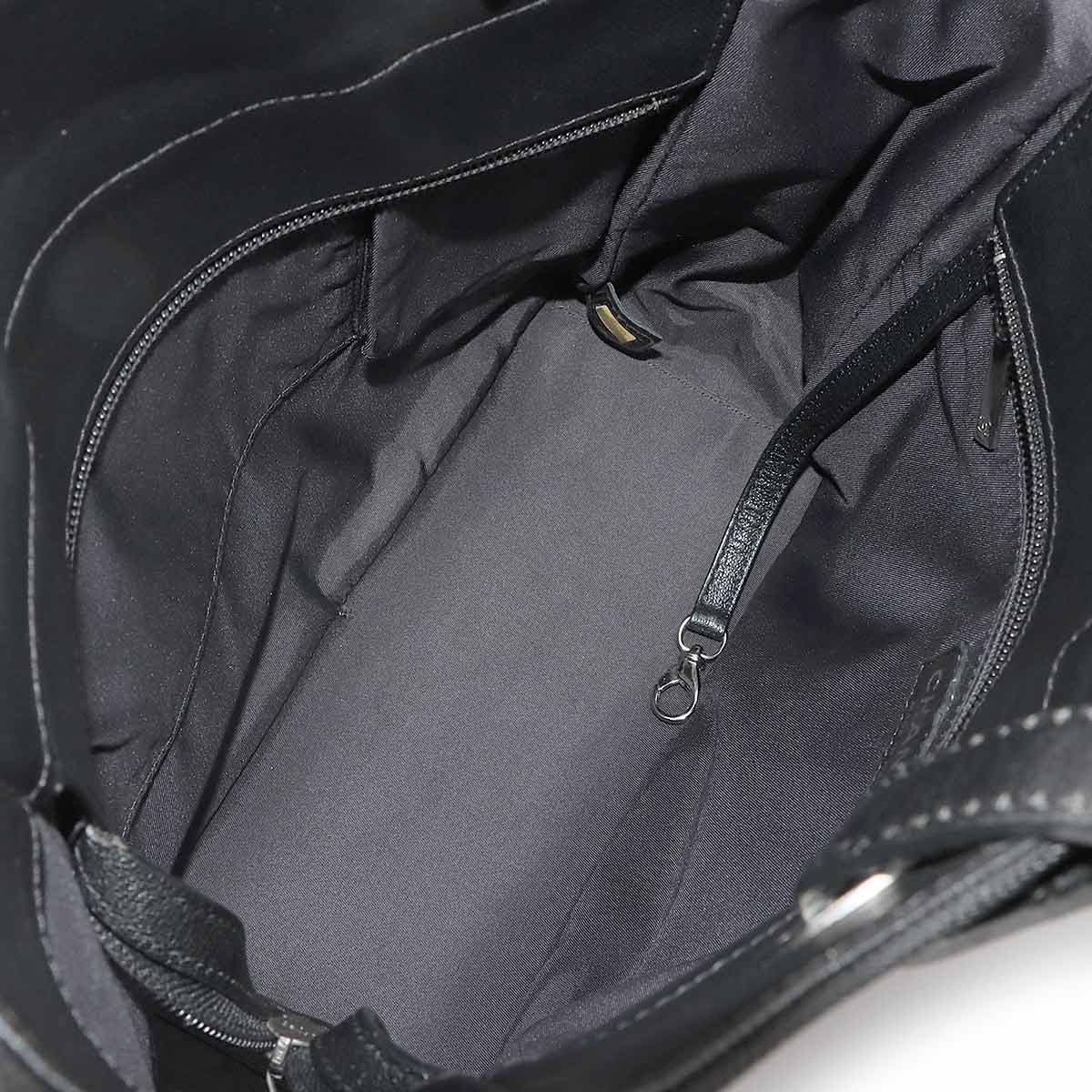 Paris Biarritz PM Tote Bag PVC Nylon Leather Black A34208 Purse