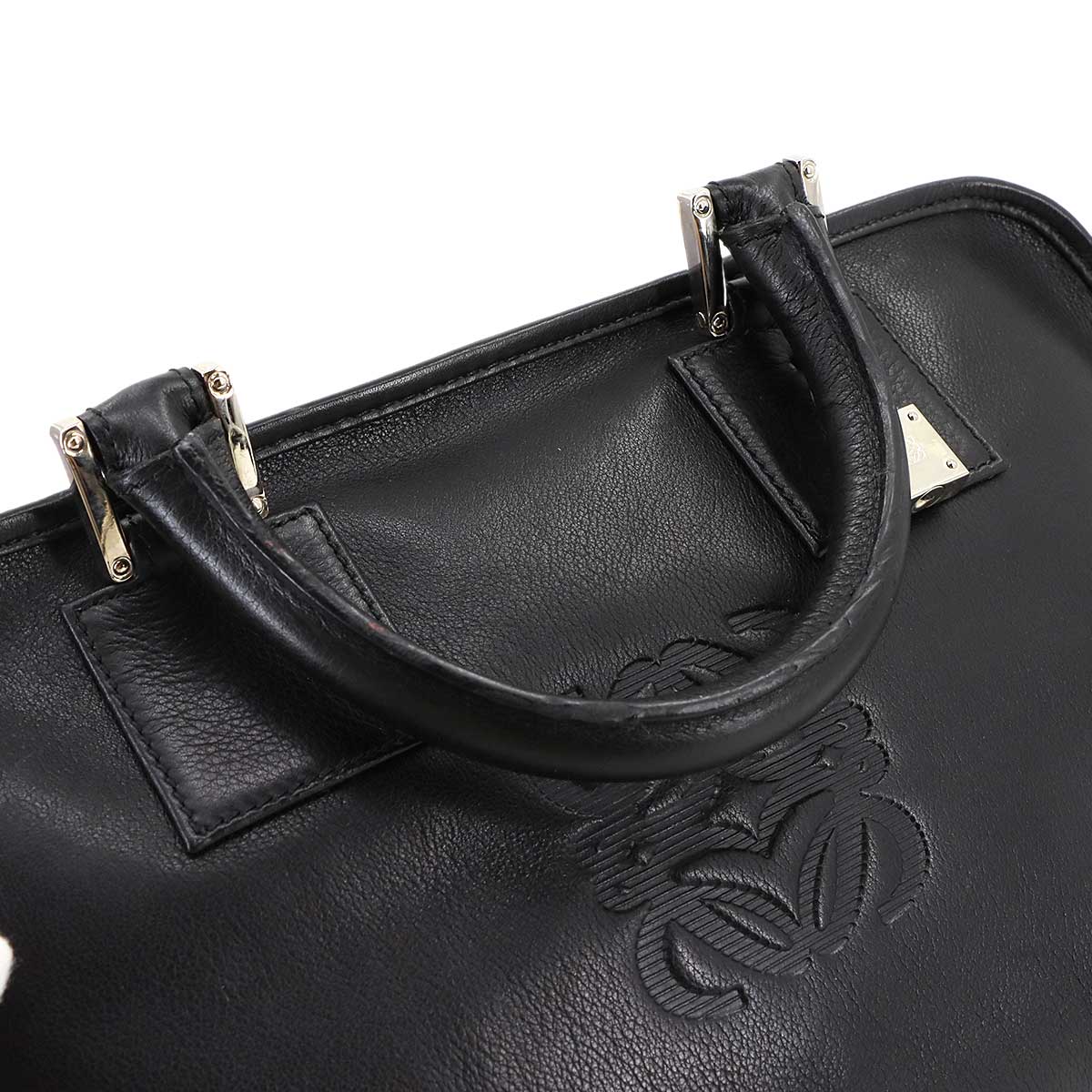 Amazona 28 Hand Bag Leather Black Anagram Purse