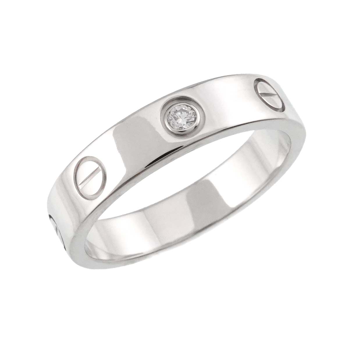 Mini Love Diamond Ring 18K White Gold 750 size52 5.75-6(US)