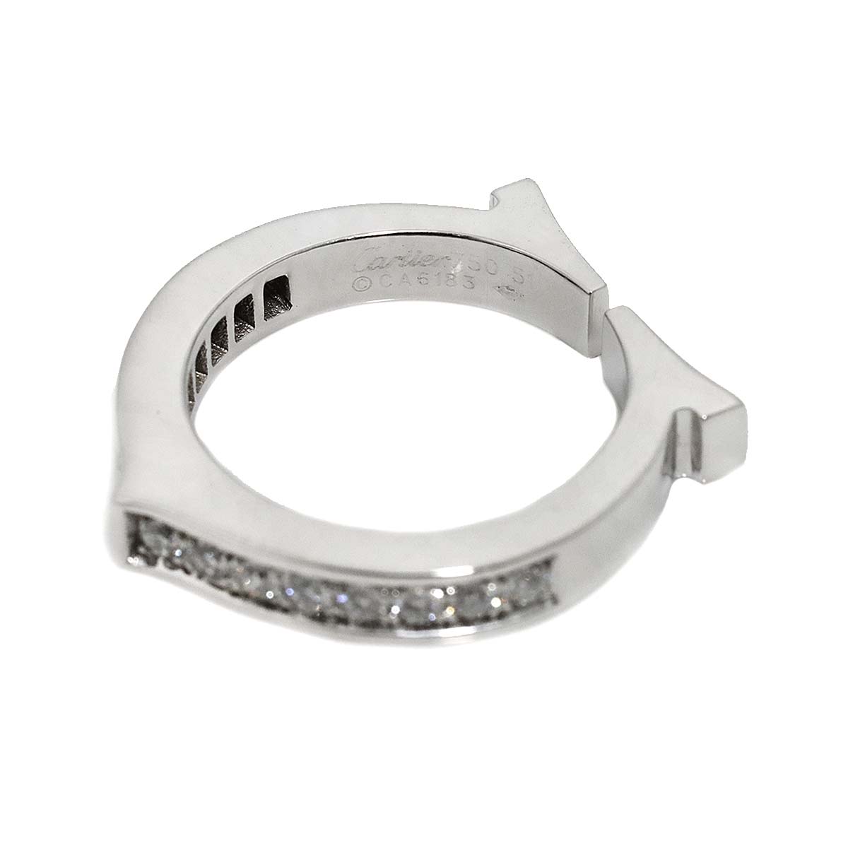 C flat Diamond Ring 18K White Gold 750 size51 5.25-5.5(US)