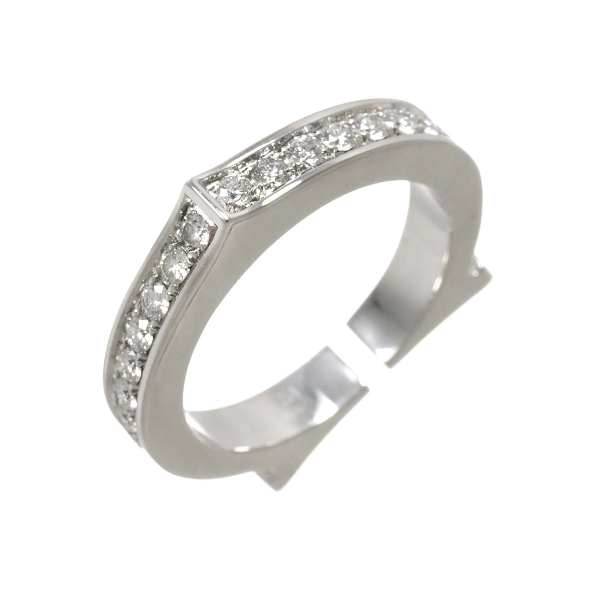 C flat Diamond Ring 18K White Gold 750 size51 5.25-5.5(US)