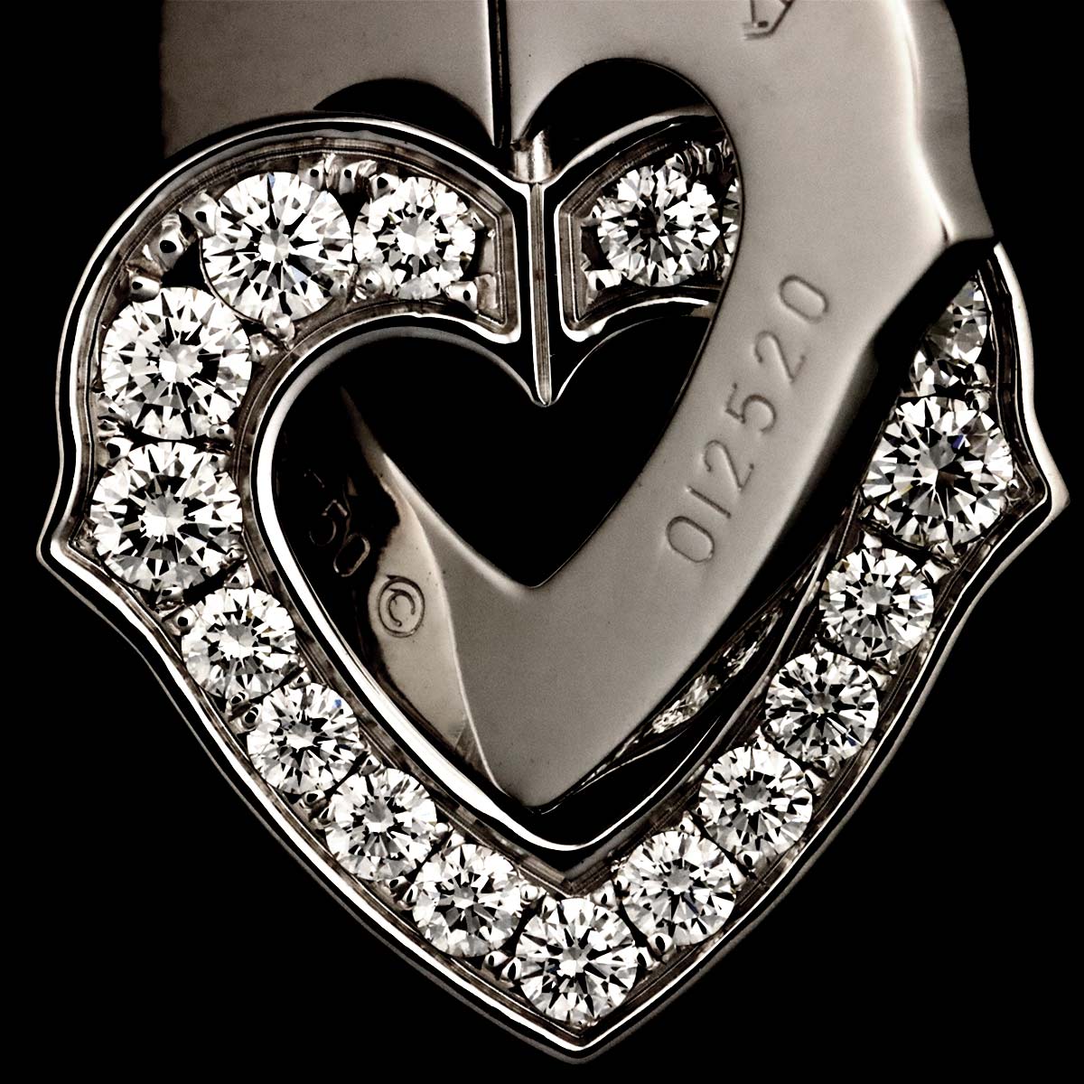 Double Heart Pave Diamond Necklace 18K White Gold 750