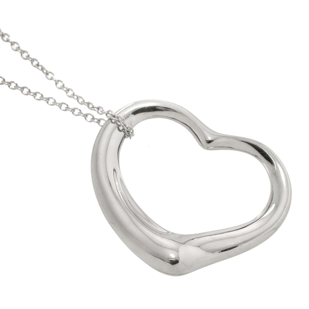 Open Heart Long Necklace Silver 925