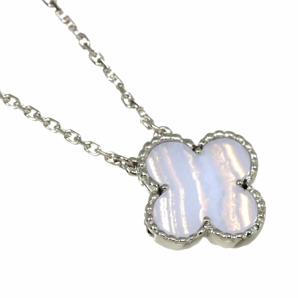 Vintage Alhambra chalcedony Necklace 18K WG 750