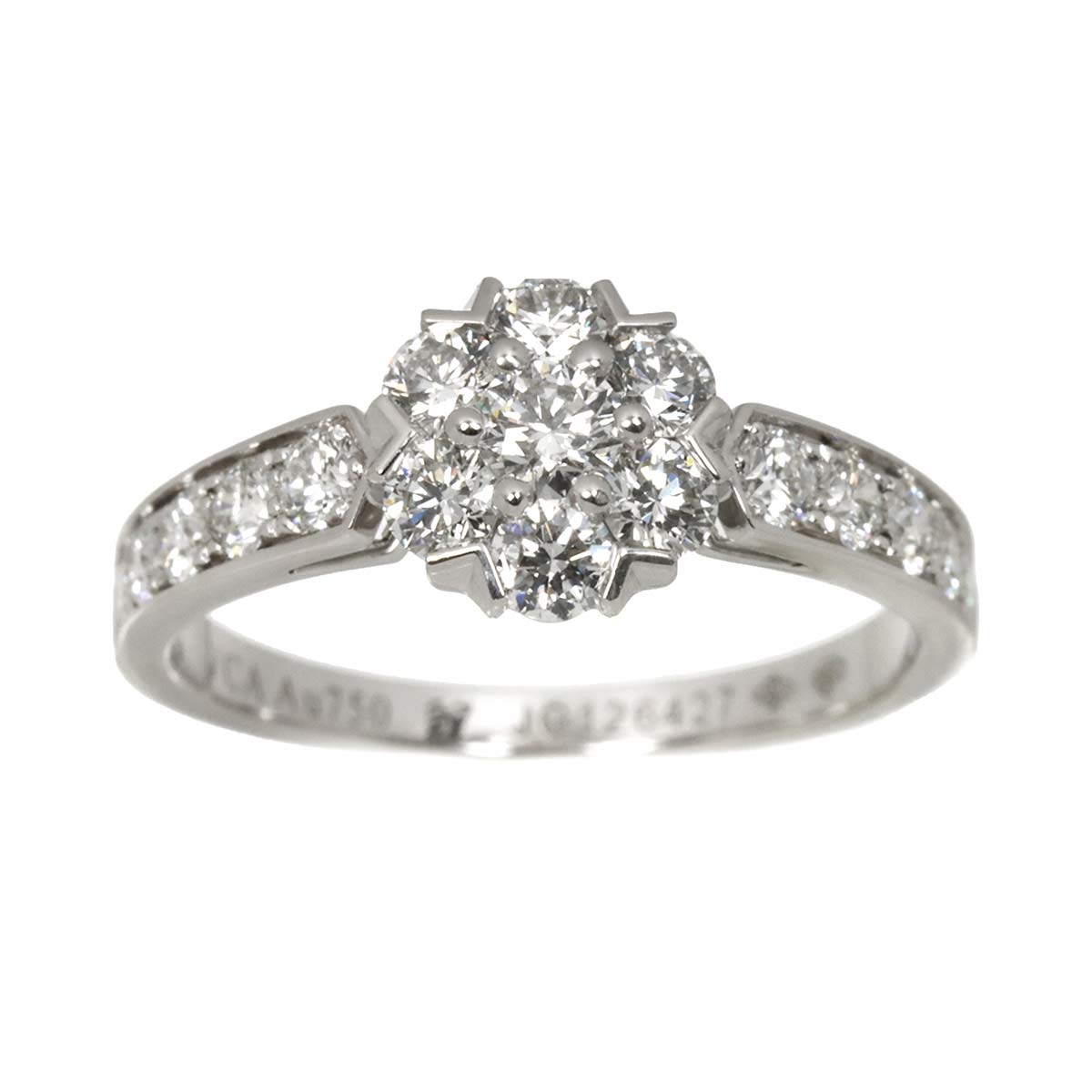 Fleurette Diamond Ring 18K WG 750 size57 7.75-8(US)