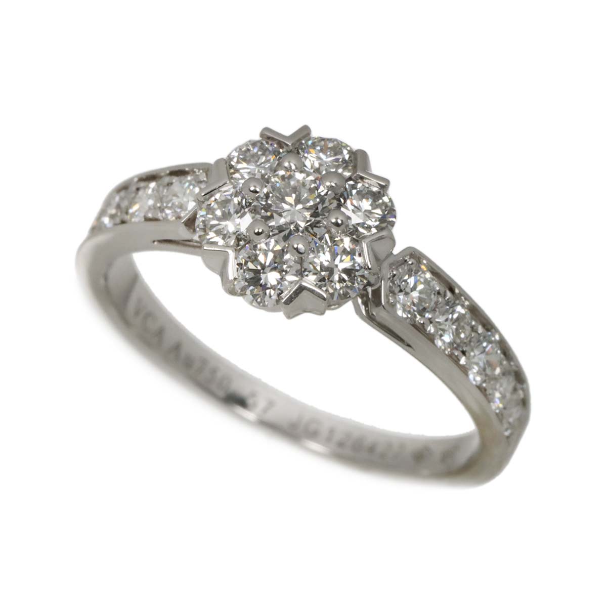 Fleurette Diamond Ring 18K WG 750 size57 7.75-8(US)