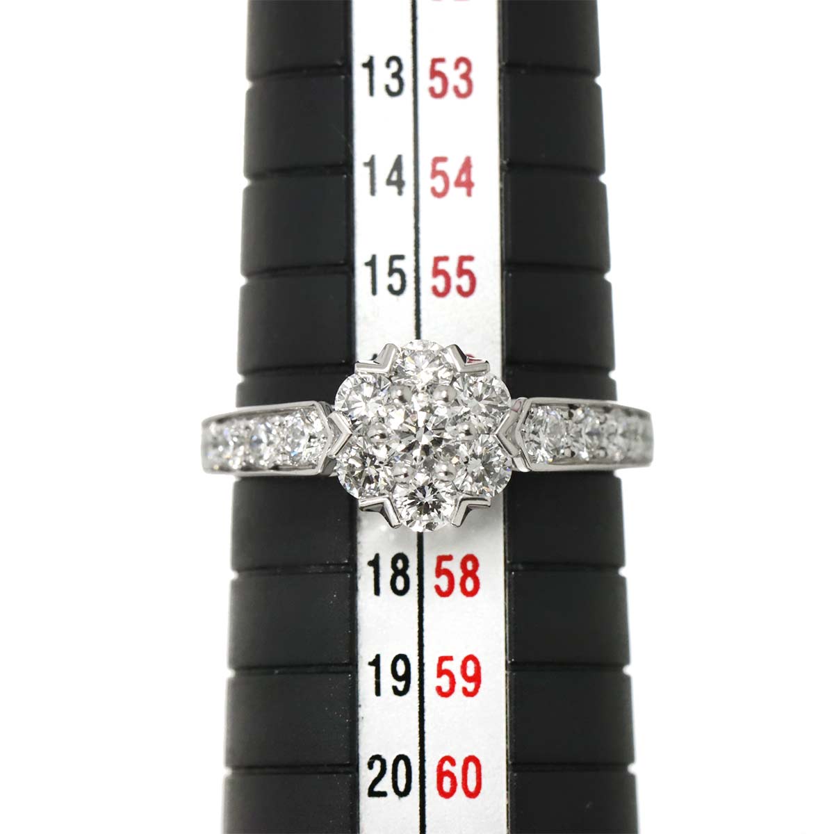 Fleurette Diamond Ring 18K WG 750 size57 7.75-8(US)