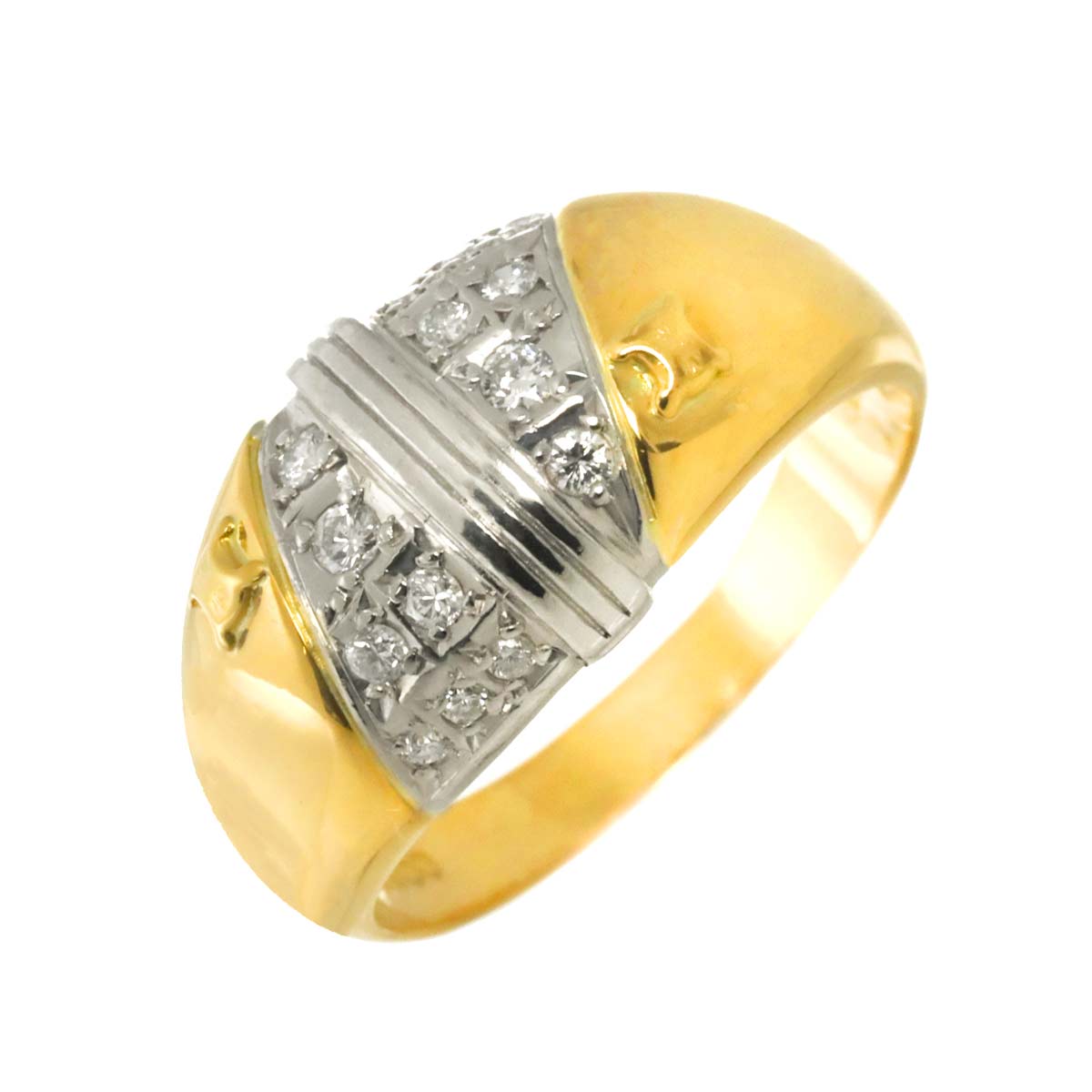 Diamond 0.18ct Ring 18K YG 750 Pt size6.5-6.75(US)