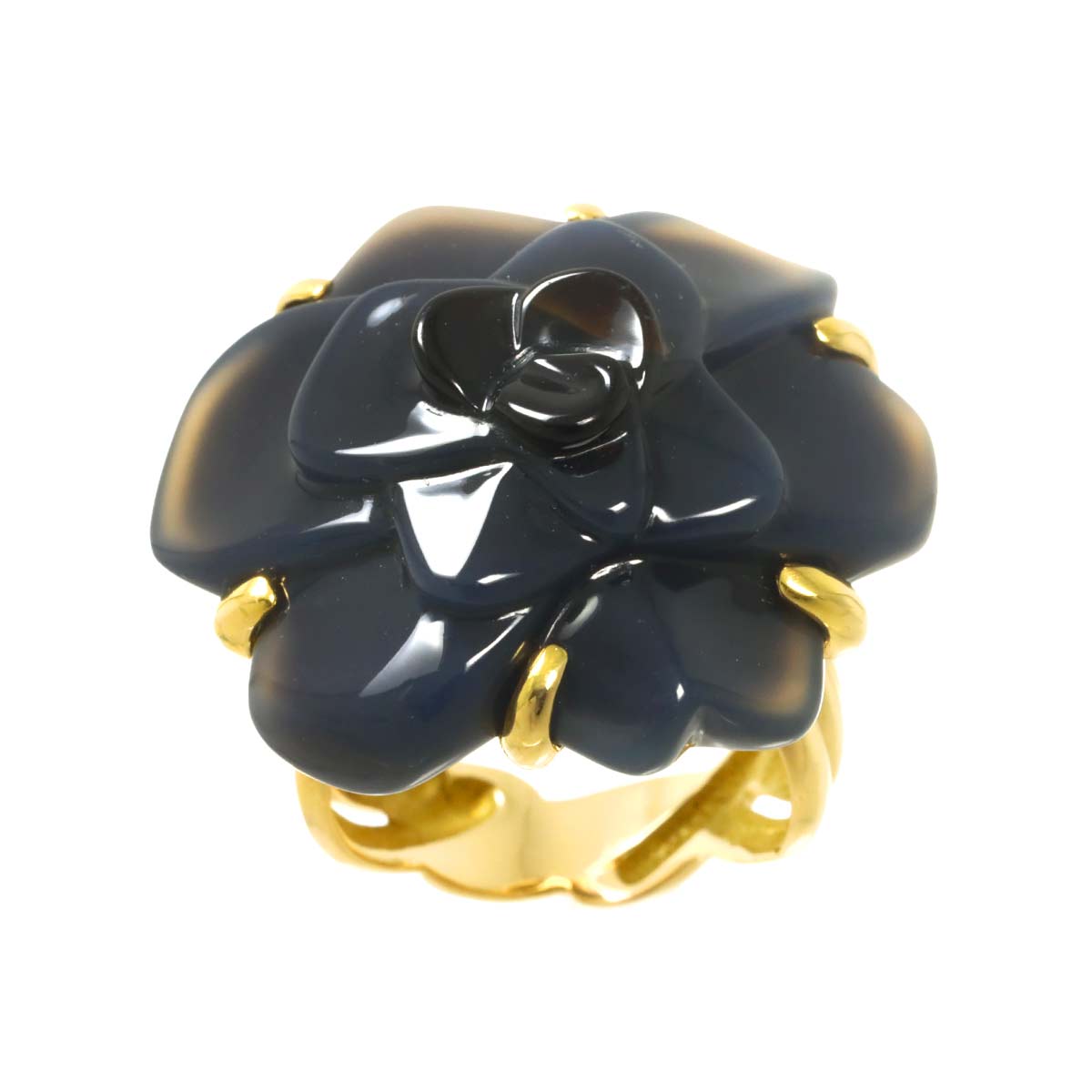 Camellia Chalcedony Ring 18K YG 750 Size6.25-6.5(US)