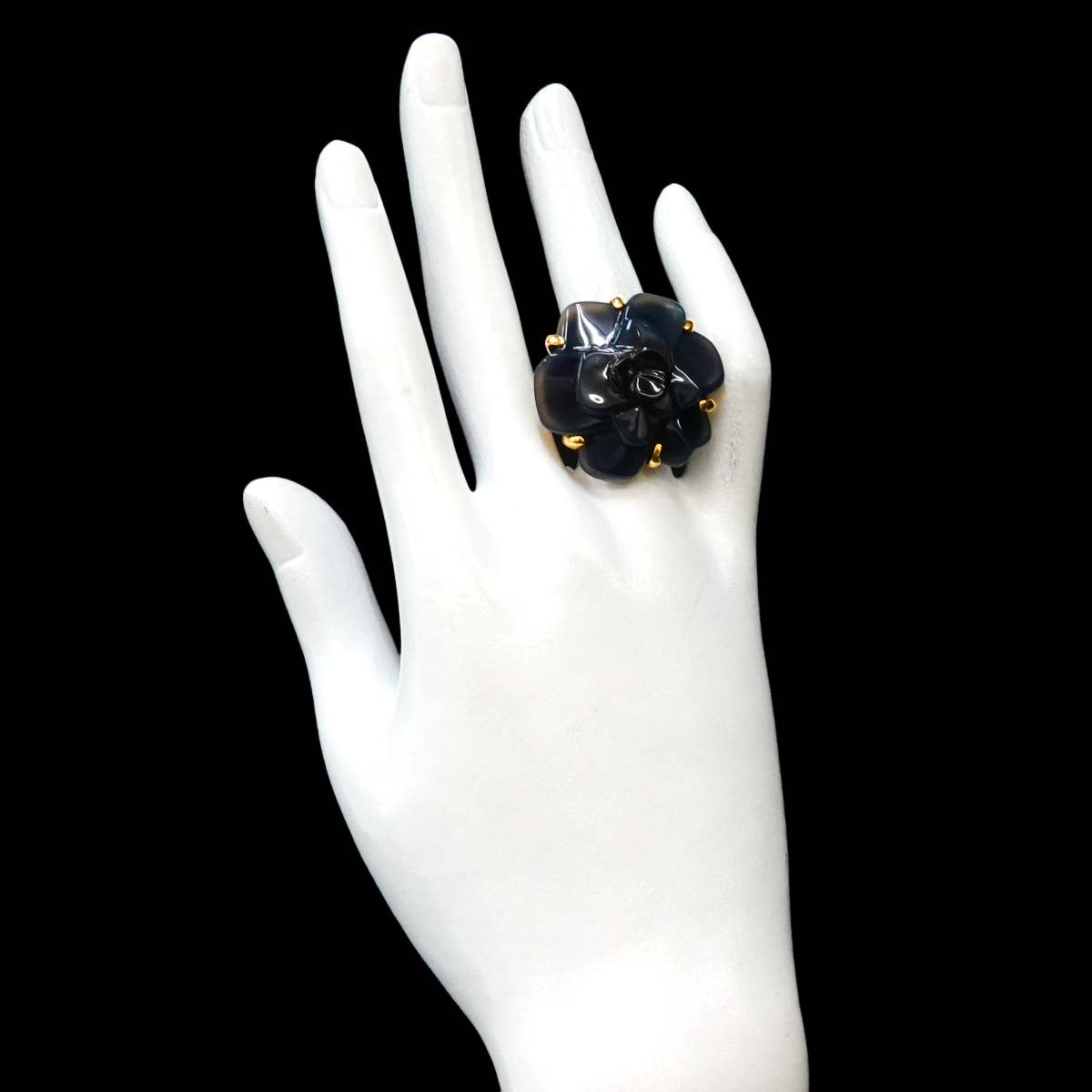 Camellia Chalcedony Ring 18K YG 750 Size6.25-6.5(US)