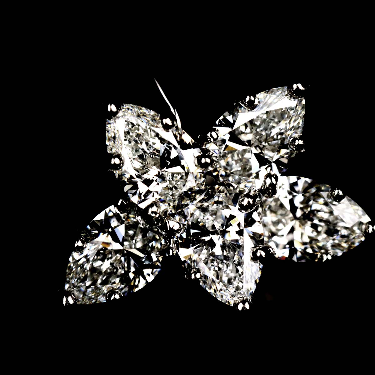 WINSTON Cluster SM Diamond Ring Pt Size5.75-6(US)