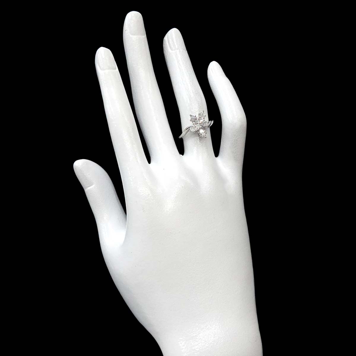 WINSTON Cluster SM Diamond Ring Pt Size5.75-6(US)