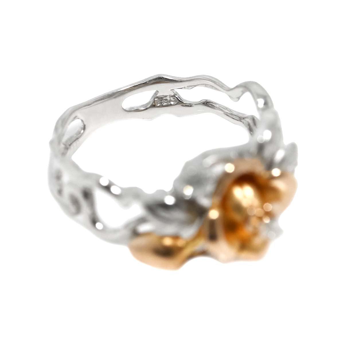 Diamond 0.12ct Ring 18K K18 WG PG White Pink Gold size5.5-5.75(US)