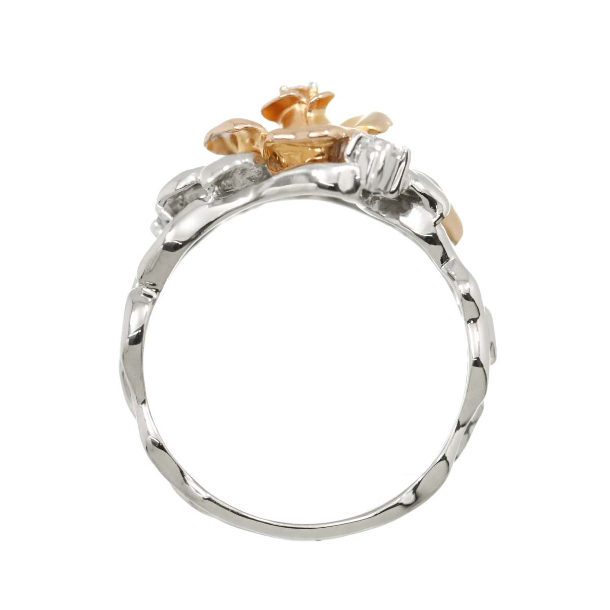 Diamond 0.12ct Ring 18K K18 WG PG White Pink Gold size5.5-5.75(US)