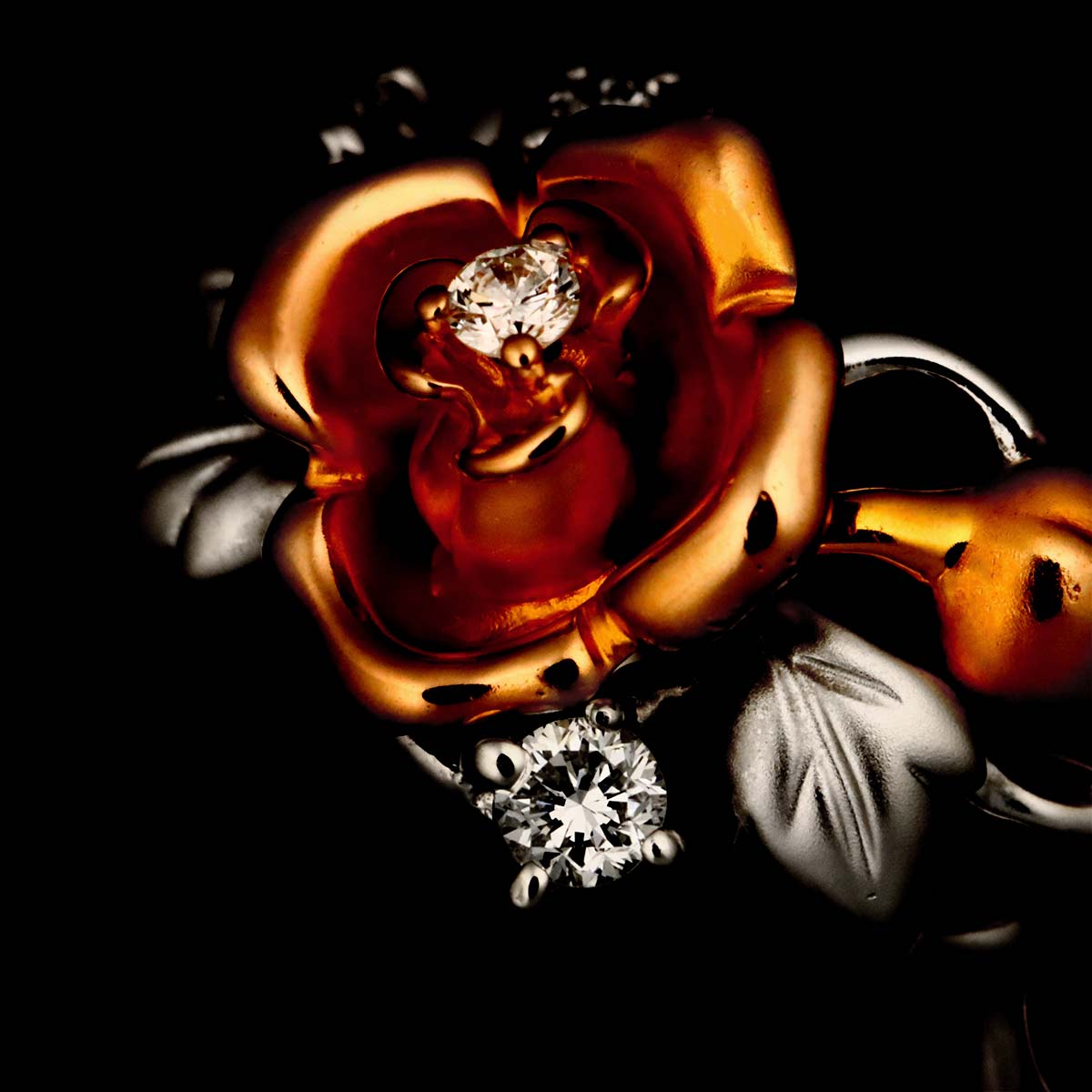 Diamond 0.12ct Ring 18K K18 WG PG White Pink Gold size5.5-5.75(US)