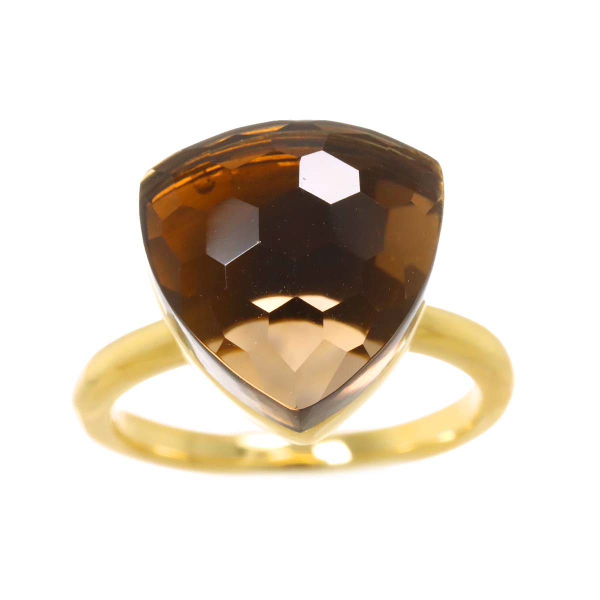 Quartz 11.50ct Ring 18K YG Yellow Gold 750 6.25-6.5(US)