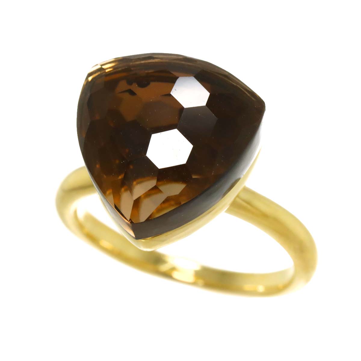 Quartz 11.50ct Ring 18K YG Yellow Gold 750 6.25-6.5(US)