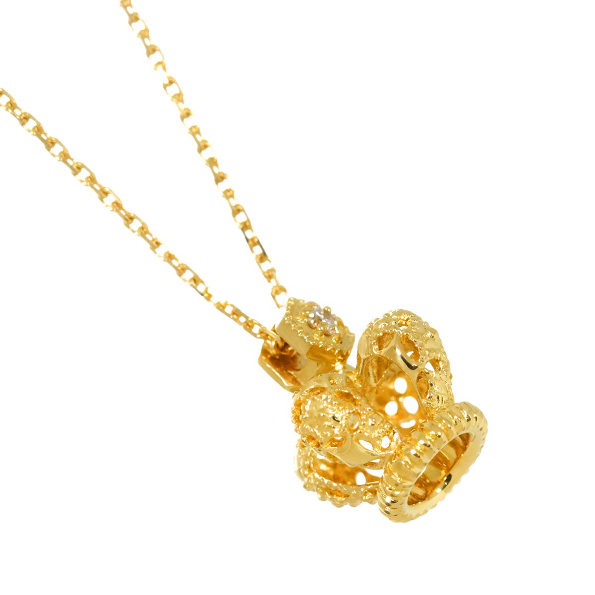 Diamond 0.03ct Necklace 18K YG Yellow Gold 750