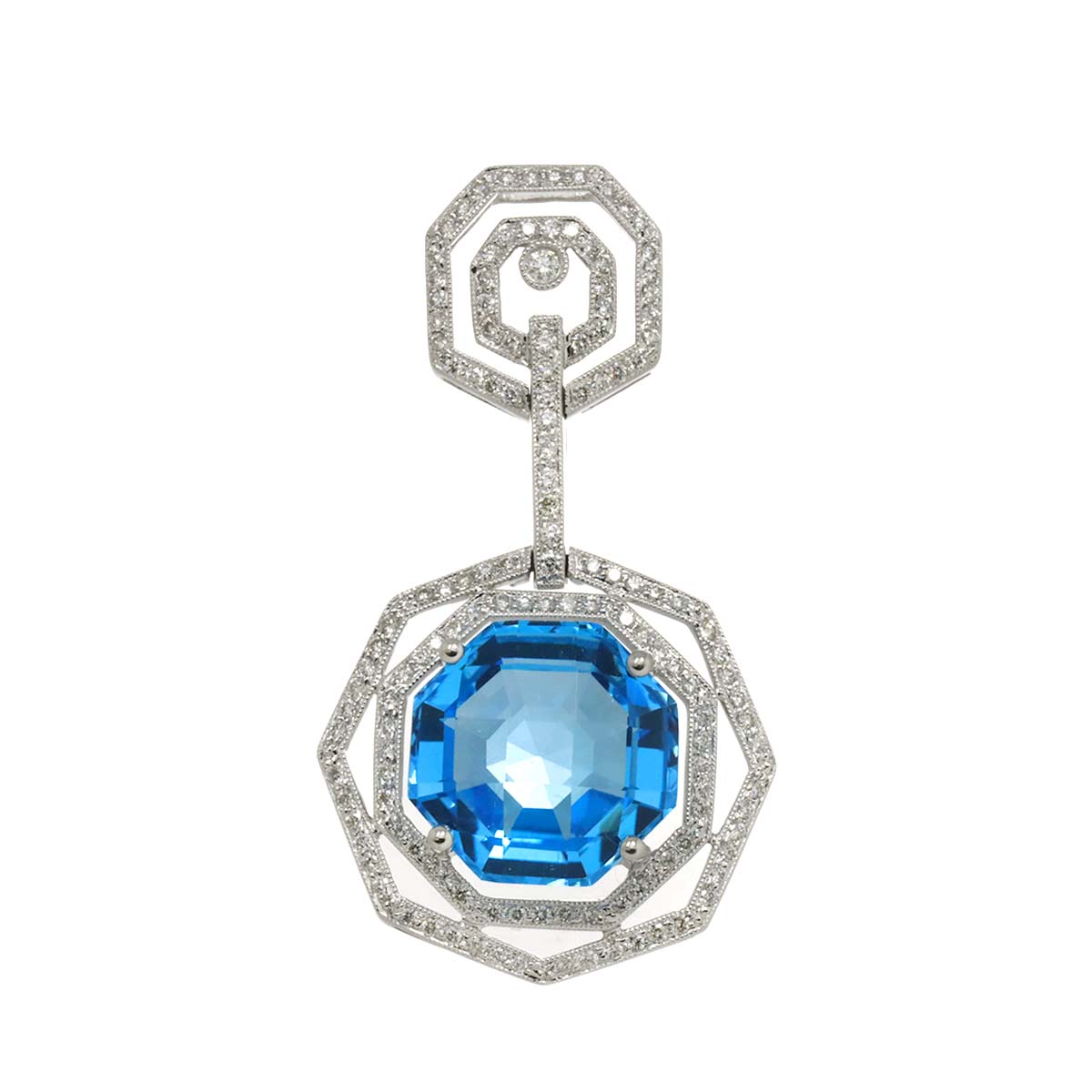 Topaz 13.67ct Diamond 0.75ct Pendant Top 18K K18 WG White Gold 750