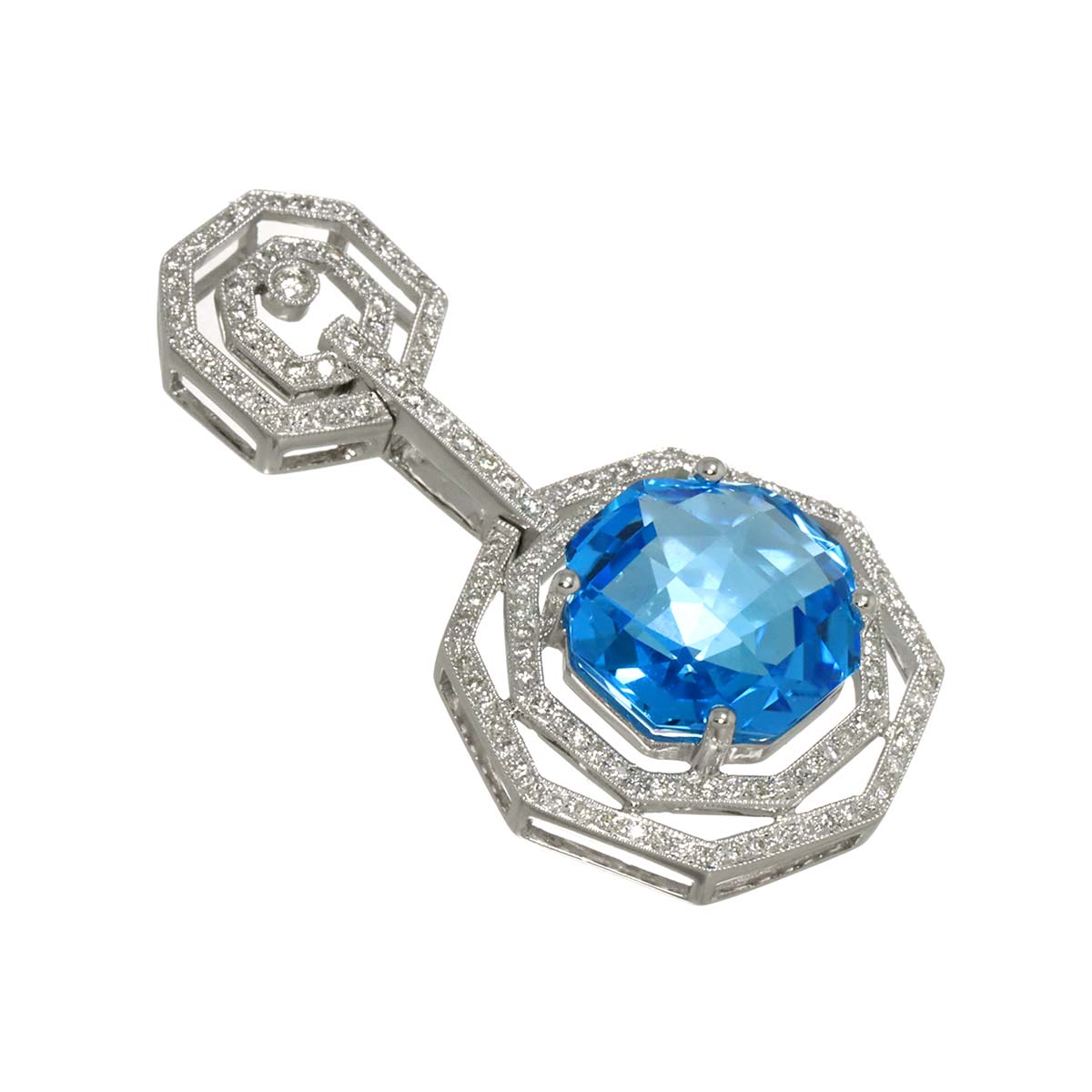 Topaz 13.67ct Diamond 0.75ct Pendant Top 18K K18 WG White Gold 750