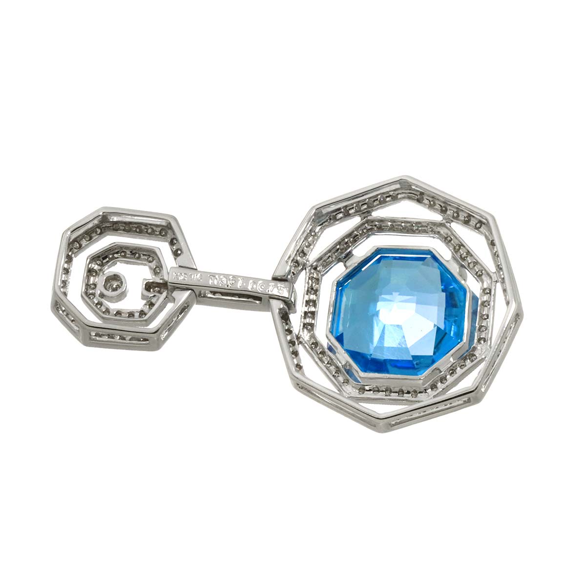 Topaz 13.67ct Diamond 0.75ct Pendant Top 18K K18 WG White Gold 750