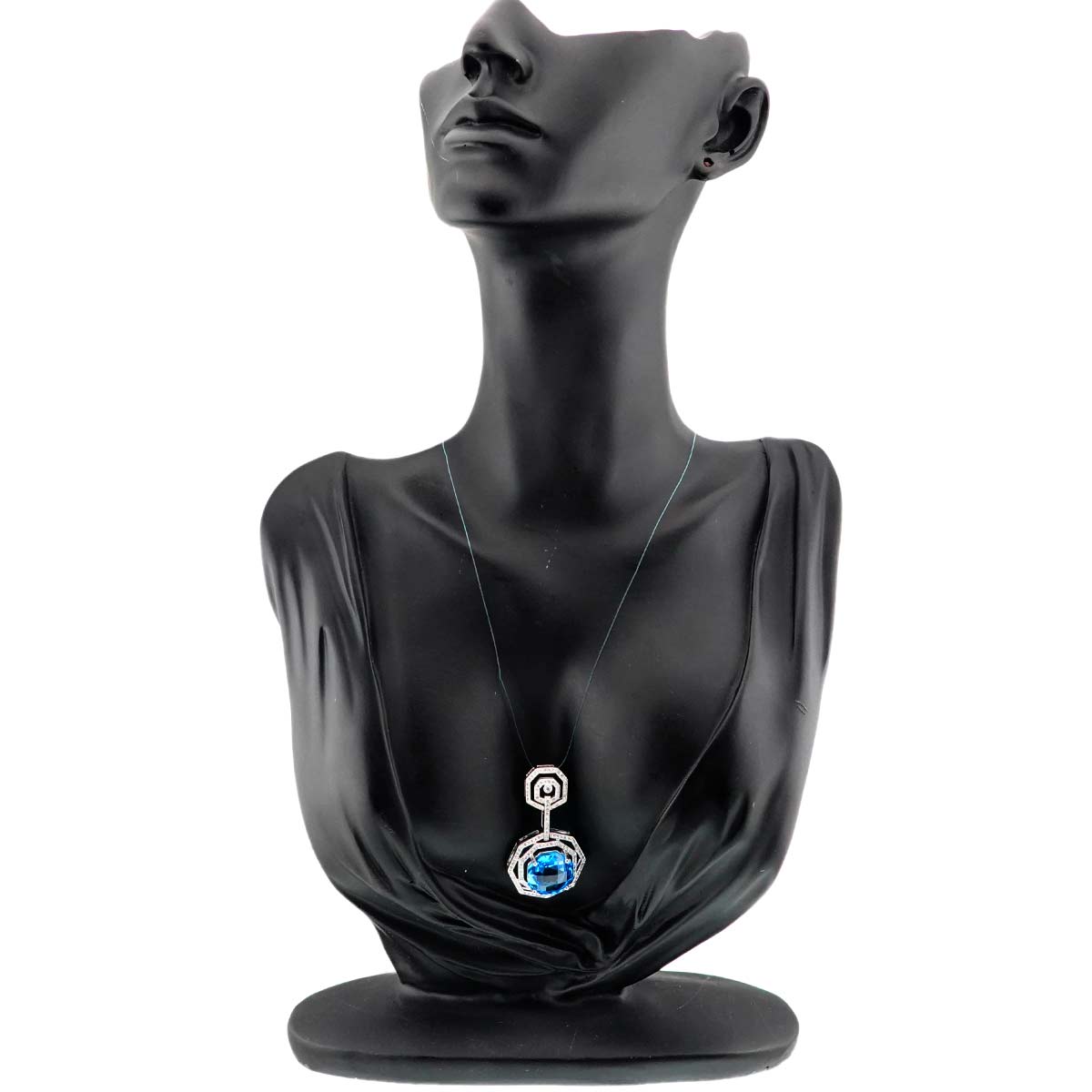 Topaz 13.67ct Diamond 0.75ct Pendant Top 18K K18 WG White Gold 750