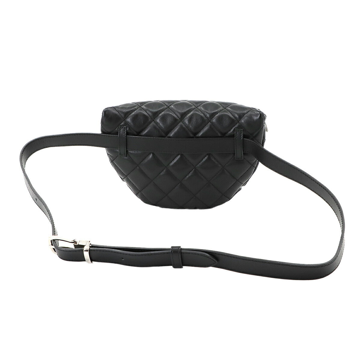 Matelasse Uniform Waist Crossbody Bag Leather Black