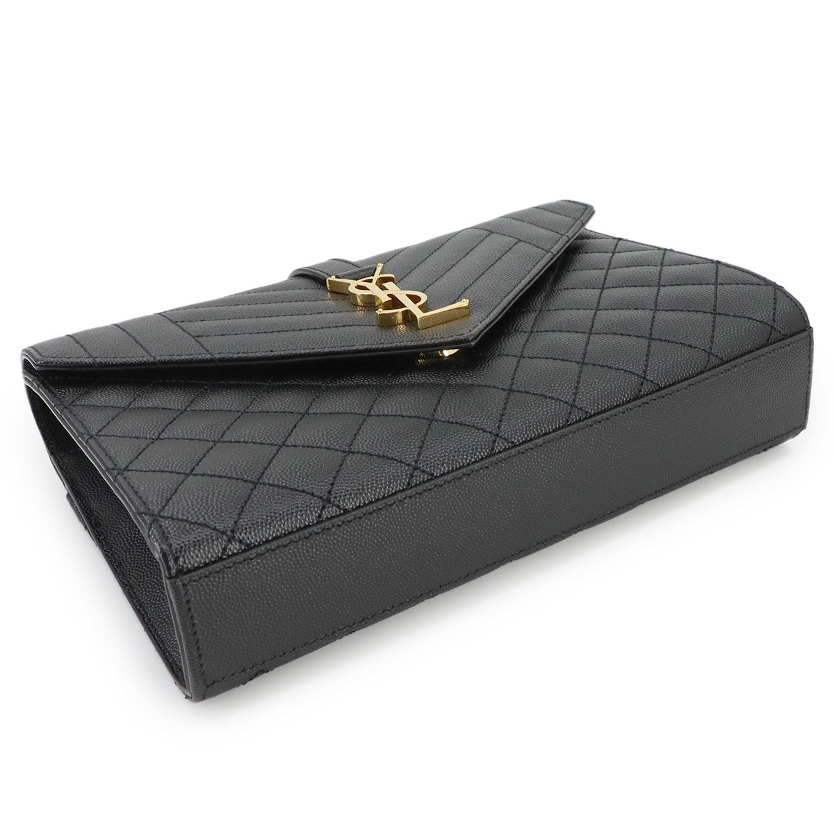 Envelope Medium Chain Shoulder Bag Leather Black 600185