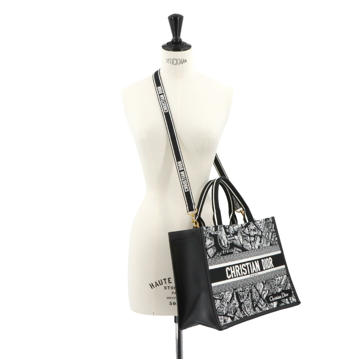 Book Tote Medium 2way Bag Canvas Black White M1324CETJ