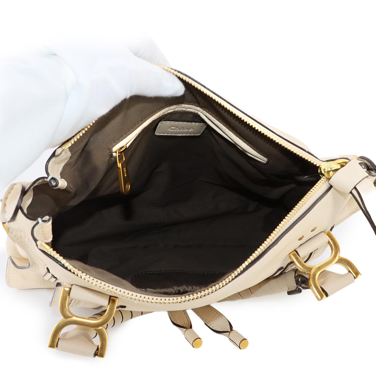 Marcie Hand Bag Leather Beige Purse