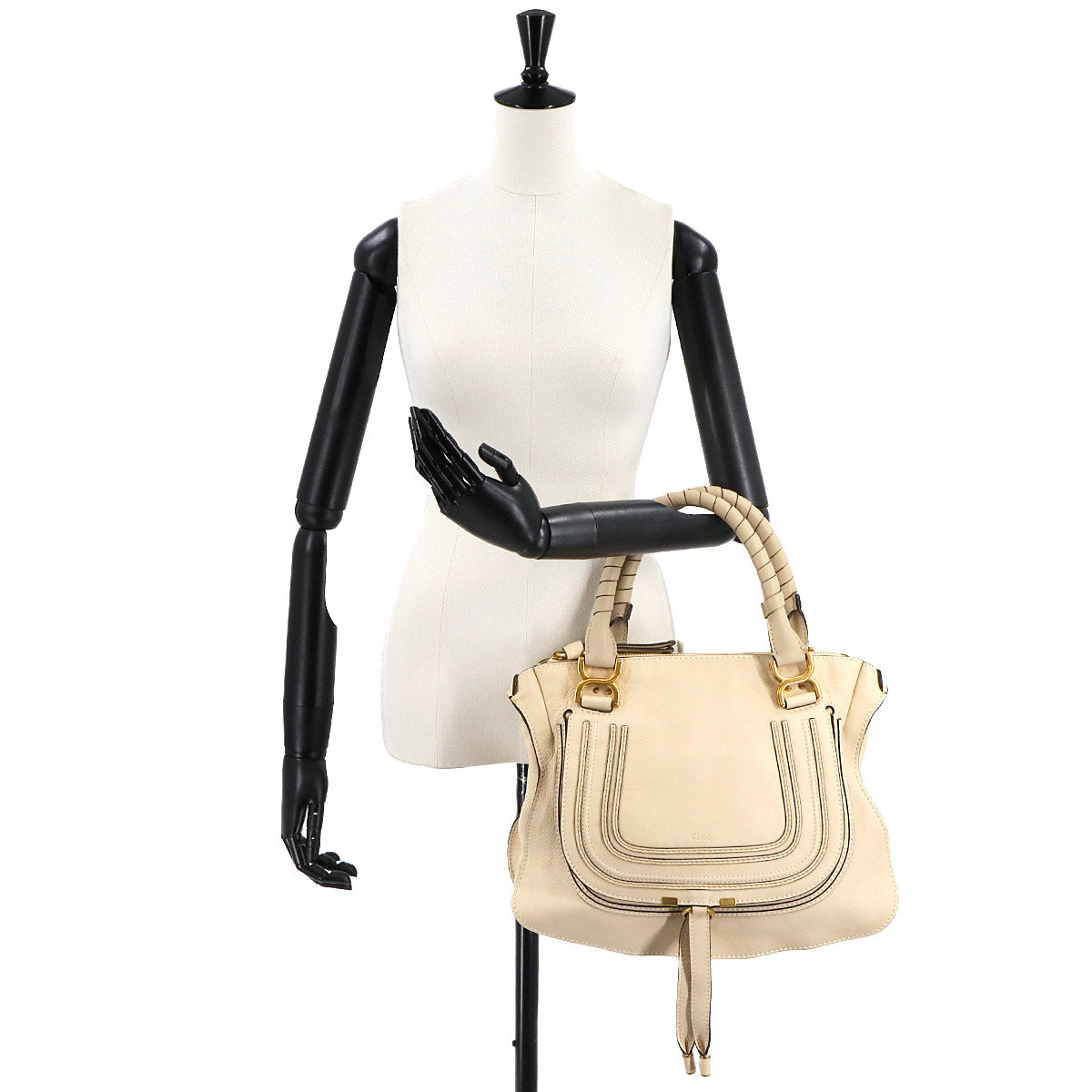 Marcie Hand Bag Leather Beige Purse