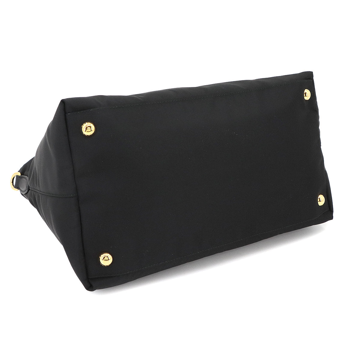 Hand shoulder Bag Nylon Saffiano Leather Black 1BA106