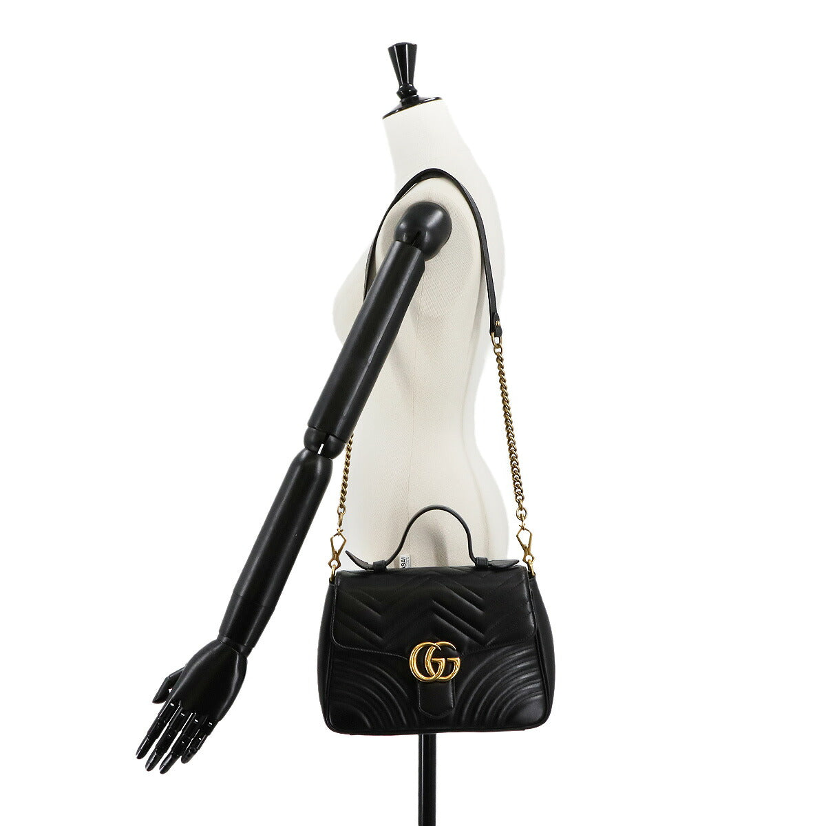 GG Marmont Small Top Handle Bag Hand Shoulder Bag Black 498110