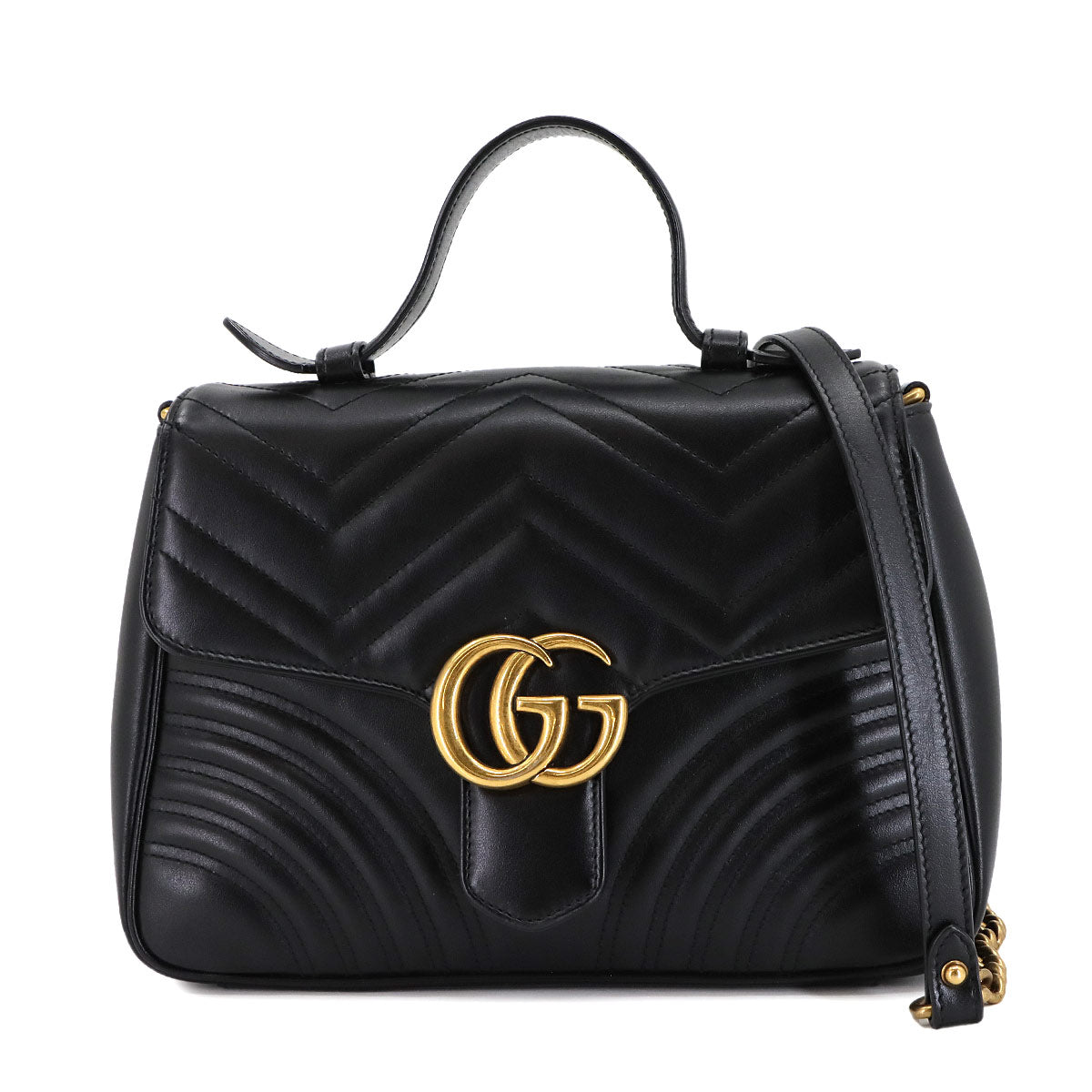 GG Marmont Small Top Handle Bag Hand Shoulder Bag Black 498110