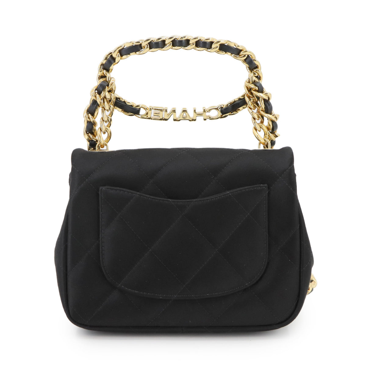 Chain Shoulder Bag Satin Black AS3748 Purse