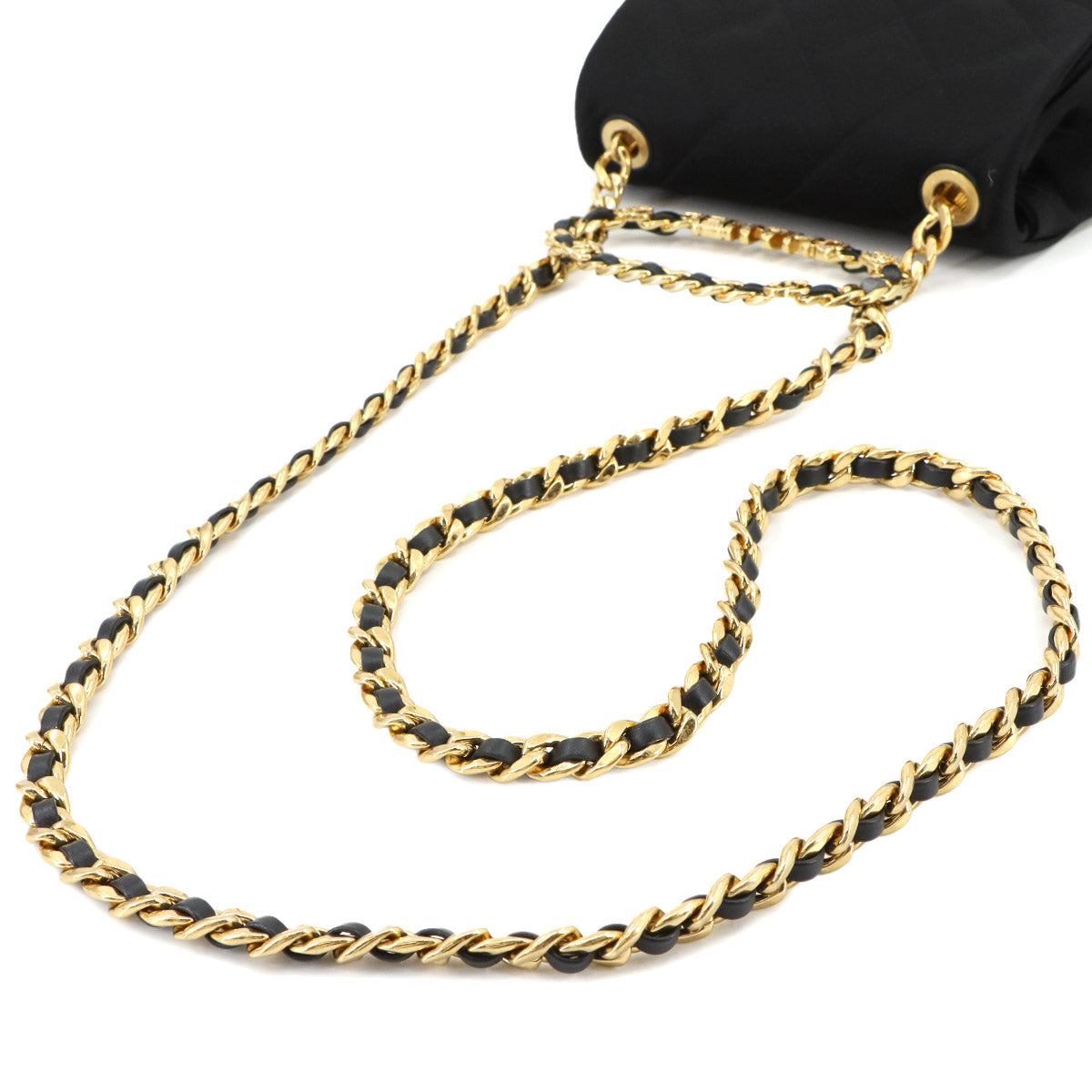 Chain Shoulder Bag Satin Black AS3748 Purse