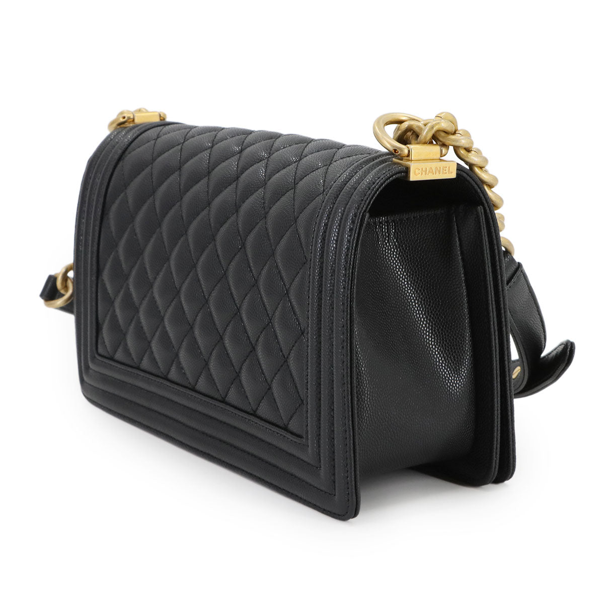 BOY CHANEL Chain Shoulder Bag Leather Black A67086 Purse