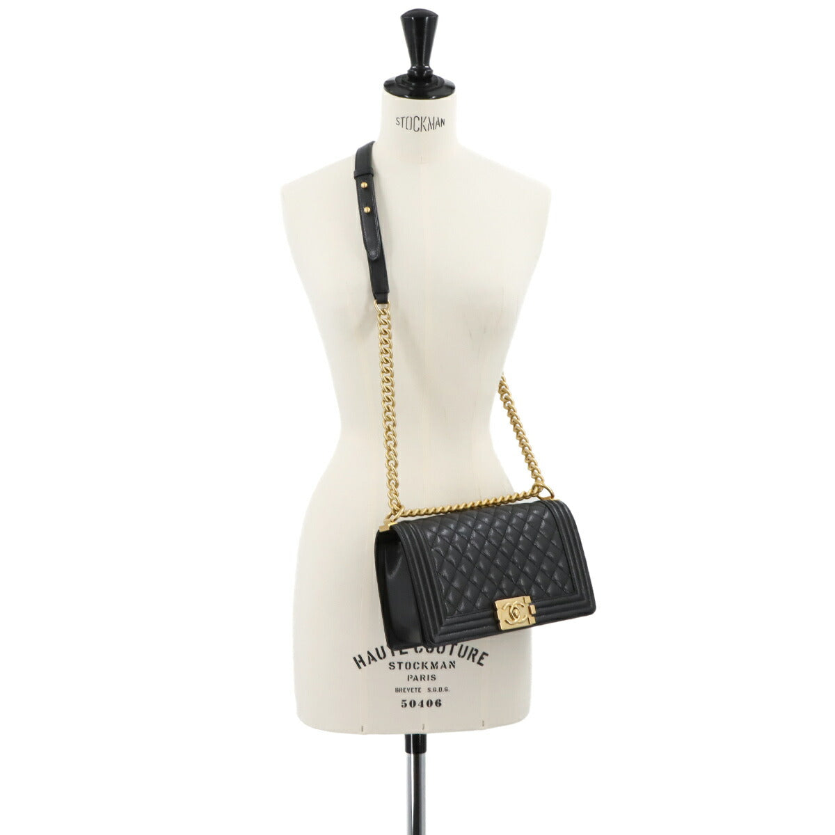 BOY CHANEL Chain Shoulder Bag Leather Black A67086 Purse