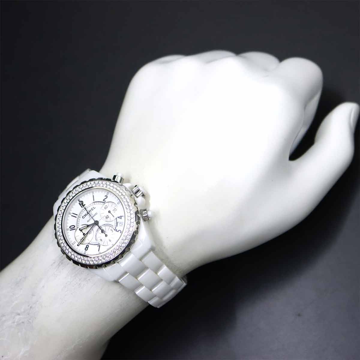J12 41mm H1008 Date Bezel Diamond Automatic White Dial Mens
