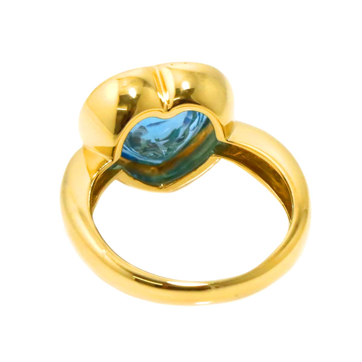 Blue Topaz Diamond 0.02ct Ring 18K YG 750 Size5.5-5.75(US)