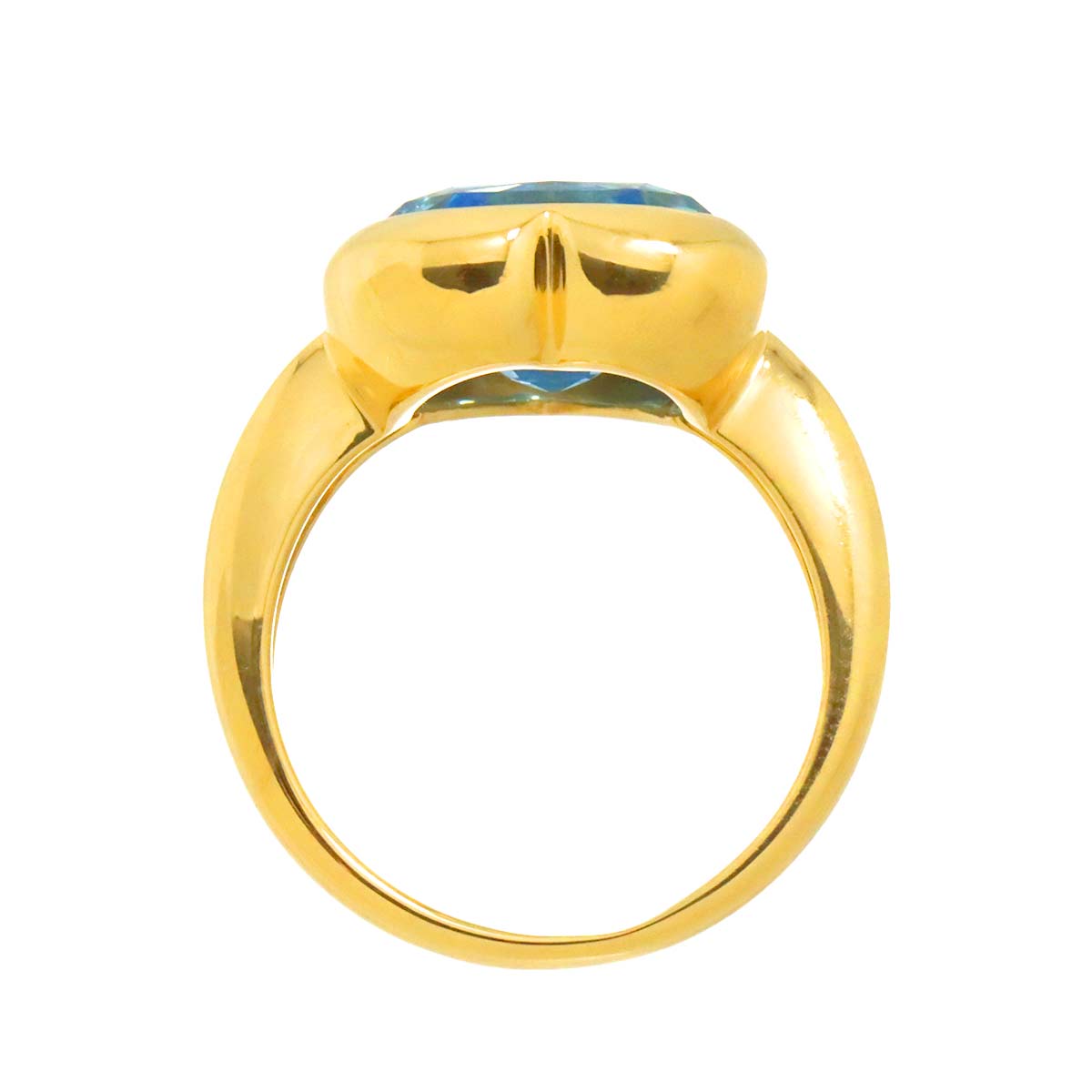 Blue Topaz Diamond 0.02ct Ring 18K YG 750 Size5.5-5.75(US)