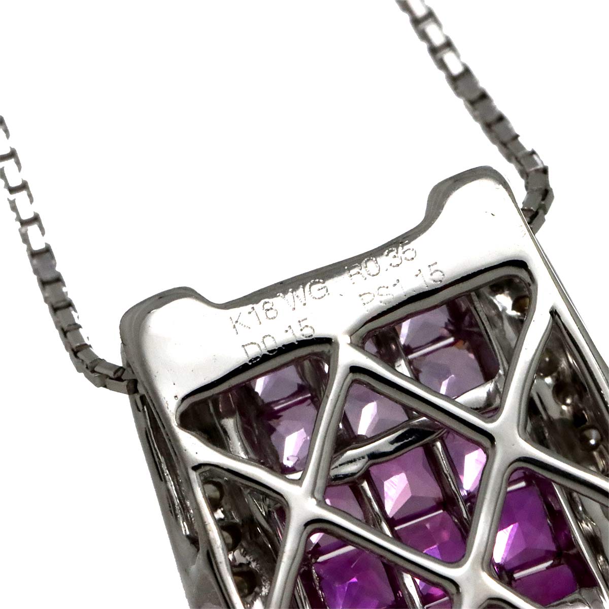 Ruby 0.35ct Sapphire 1.15ct Diamond 0.15 Necklace 18K WG White Gold 750