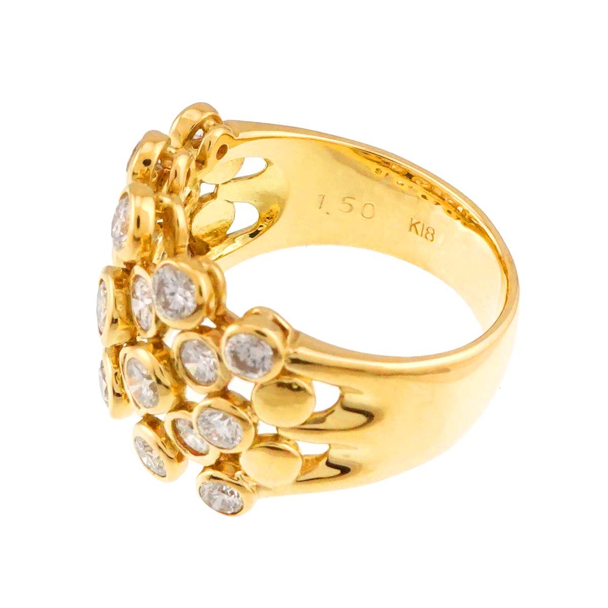 Diamond 1.50ct Ring 18K K18 YG Yellow Gold 750 size5.25-5.5(US)