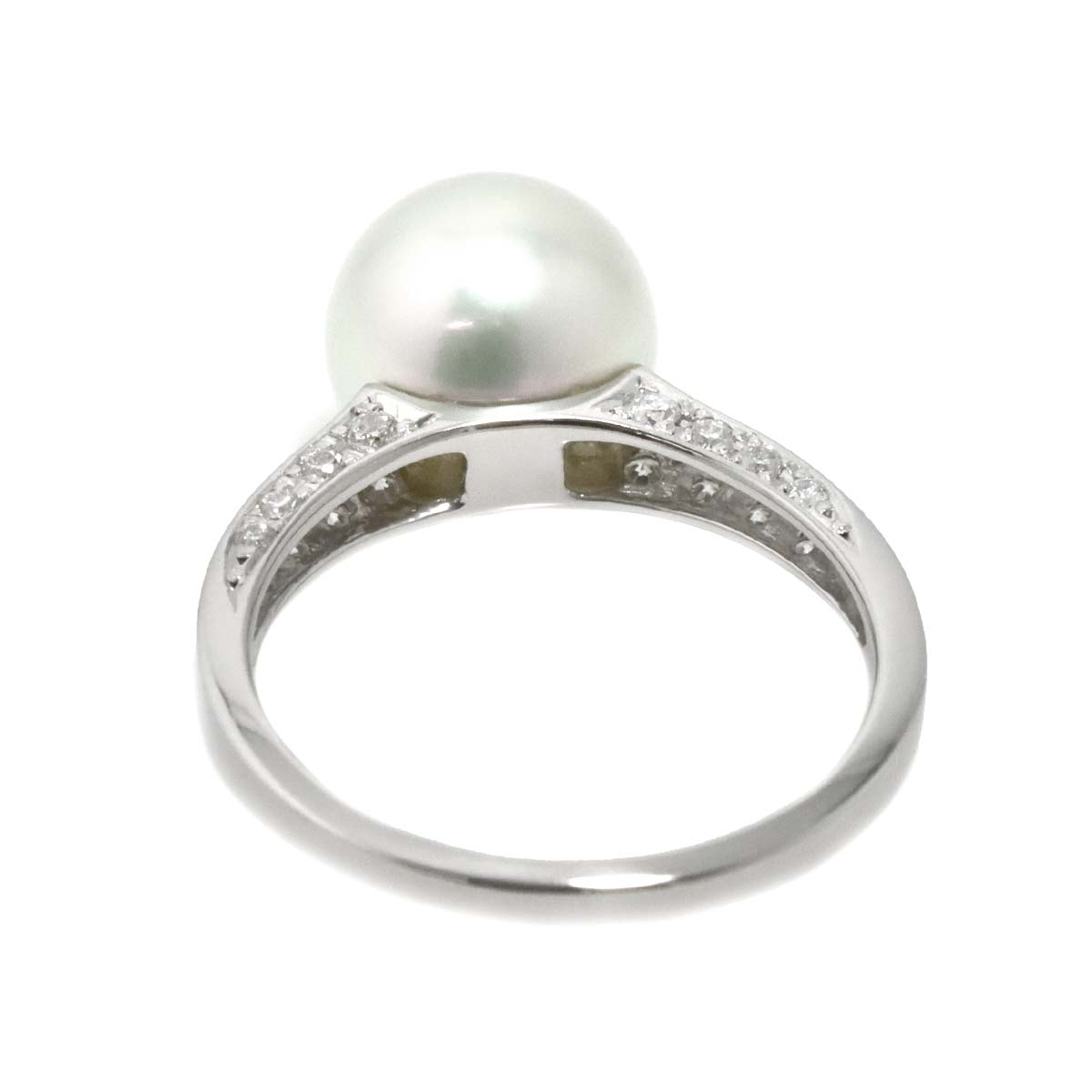 Akoya Pearl 9.3mm Diamond 0.18ct Ring Pt Platinum Size5.5-5.75(US)