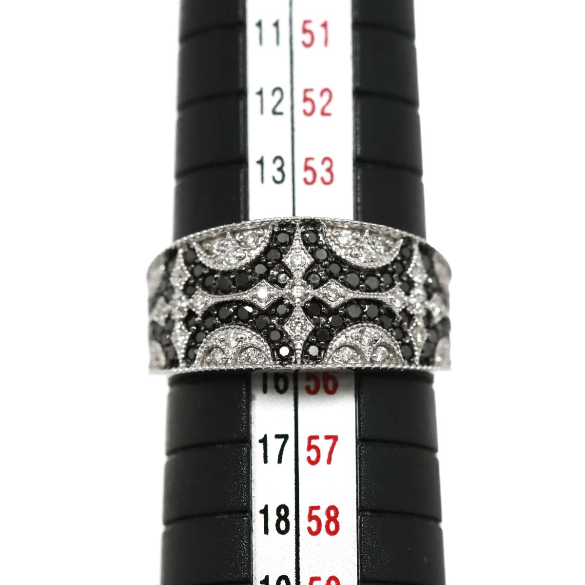 Black Diamond 0.50 Diamond 0.14 Ring 18K K18 WG White Gold size7.25(US)