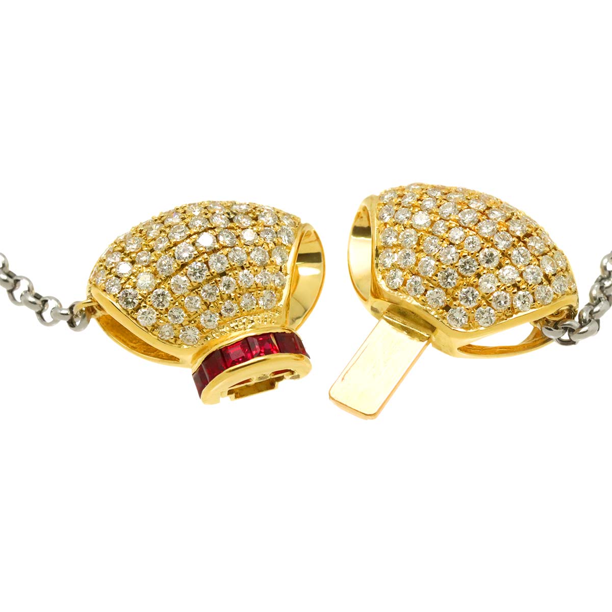 Diamond 2.37ct Ruby 0.54ct Necklace 18K YG 750 Pt