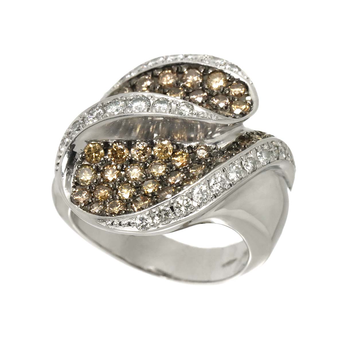 Diamond 0.56ct/1.81ct Ring 18K K18 WG White Gold size6.25-6.5(US)