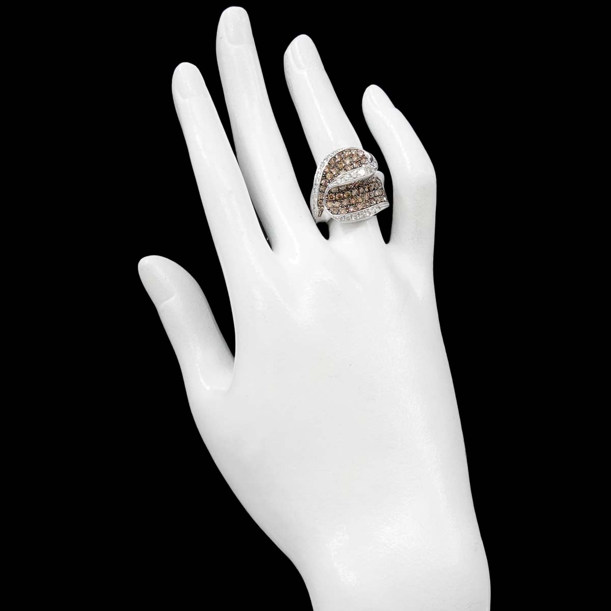 Diamond 0.56ct/1.81ct Ring 18K K18 WG White Gold size6.25-6.5(US)